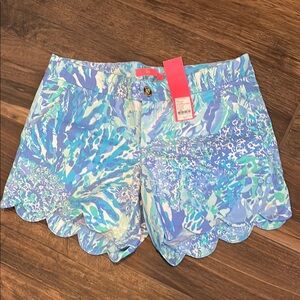 Lilly Pulitzer High Waist Blue and Green Floral Shorts